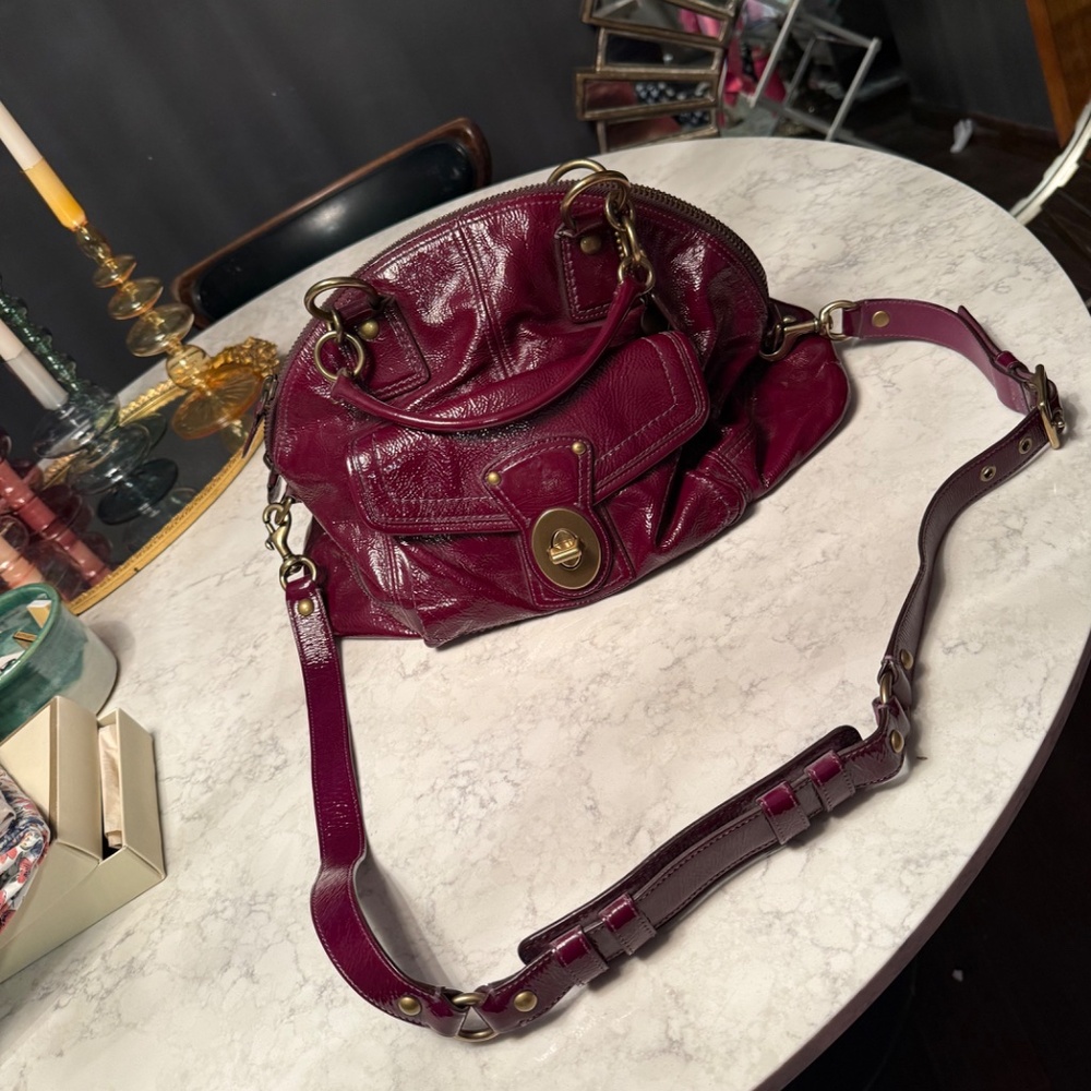Coach Legacy Francine Patent Leather Satchel - Purple - Picture 7 of 14